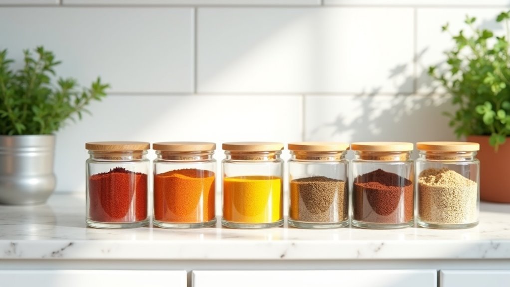 organize kitchen spice jars